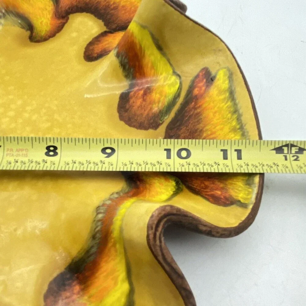 MCM Sequoia Ware Tidbit Serving Tray Yellow‎ Wave California Art Pottery USA VTG